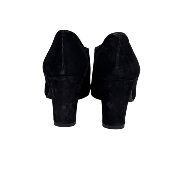 Vintage Stuart Weitzman Black Suede Pull On Almond Toe Booties Size 7.5N Witchy - Picture 5 of 15